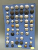 A large card of vintage police buttons including Carlisle, Cardiff, Bucks, Northamptonshire,