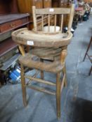 An elm child's high chair