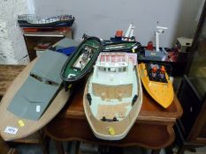 Ten various radio control model boats,