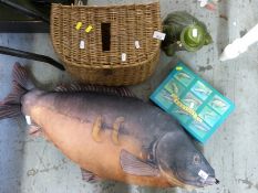 Novelty carp pillow, fisherman figure,