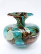 Mdina glass vase bulbous form with collared neck in 'tiger' striped pattern, 11.