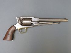 Remington 1858 New Model six shot American Civil War revolver with brass trigger guard,
