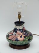 Moorcroft lamp in Kyoto pattern by Rachel Bishop with Moorcroft silk shade (40cm tall)