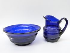 Bristol Blue glass jug and bowl set