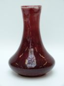 Cobridge Stoneware Ruskin style high fired vase with speckled red glaze (19cm tall)