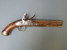 Silvester private purchase flintlock hammer action Dragoon pistol with wooden and brass ramrod,