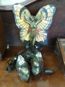 A Tiffany inspired fairy lamp (height 40cm) and two other lamps