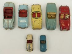 Seven Dinky, Matchbox and Spot-On diecast model cars.