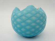 Stevens and Williams crimped satin air trap blue vase,