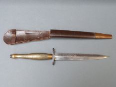 A 2nd pattern Fairbairn Sykes fighting knife, etched to blade with owner's monogram,