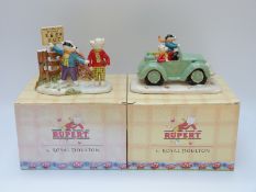 Two limited edition Royal Doulton Rupert Bear figures, Tempted to Trespass and Rupert,