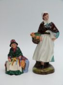 Royal Doulton figure Country Lass HN1991 and Silks & Ribbons small