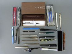 Approximately 25 Parker, Cross, Shaeffer and similar pens,
