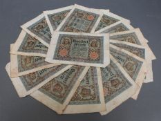Sixteen Reichsbank notes 100 mark used bank notes 'Bamberg Horseman' 1920