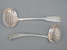 Two 19thC hallmarked silver sifter spoons,