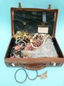 A collection of costume jewellery to include agate bracelet, silver, beaded necklaces,