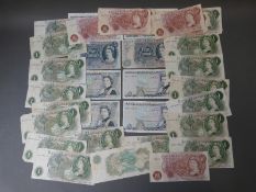 A collection of UK used bank notes comprising two J S Fforde £5 notes,