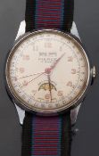 Pierce triple calendar gentleman's wristwatch with day, month and moon phase apertures,