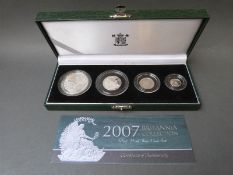 Royal Mint cased 2007 Britannia Collection comprising four silver proof coins with certificate