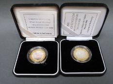 A 1999 silver proof Piedfort Rugby World Cup hologram £2 coin,