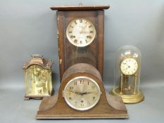 Four various clocks to include Westminster three train c1930 'Napoleon hat' example,