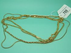 Four 9ct gold chains,