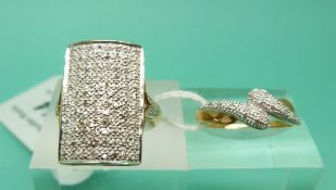 Two 9ct gold rings set with diamonds