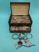 A collection of costume jewellery to include silver chains, gold plated rings, silver pendant,