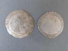 Charles I silver tower shilling, harp mint mark VF,