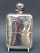 A Victorian hallmarked silver hip flask with pull off cup and bayonet cap,