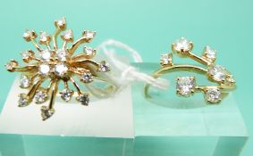 Two 14ct gold rings set with cubic zirconia (Size S/T)
