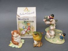 Two Chiltern Collection Thelwell figures together with a Beswick greenfinch 2015 and a Beswick