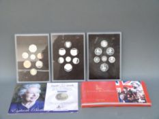Three UK brilliant uncirculated coin sets 2008 comprising old reverse and Royal Shield of Arms