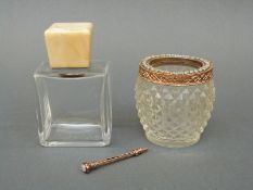An ivory and hallmarked silver mounted scent bottle, height 9.