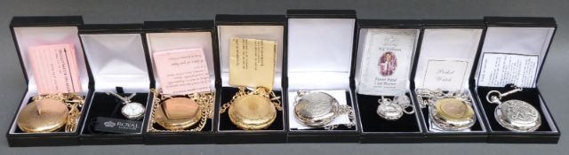 Eight Royal Mint and similar pocket watches, all in original boxes, some with certificates.