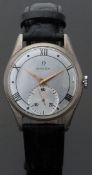 Omega gentleman's wristwatch with inset oversized subsidiary seconds dial, gold dauphine hands,