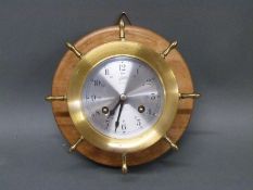 Shatz 'ship bell' marine style brass cased clock with two train German movement striking in 'ships