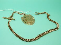 A 9ct gold graduated Albert and fob,