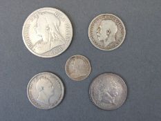 George III bull head 1816 shilling, together with a William IV 1834 example,