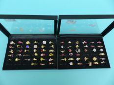 Over 50 rings set with various gemstones