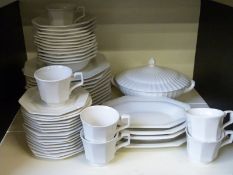 Johnson Brothers beaded white dinnerware, mainly six place settings,