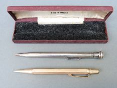 A hallmarked silver Eversharp pencil and boxed rolled gold Yard-o-led pencil