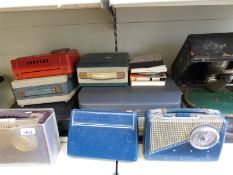 Decca wind up gramophone, reel to reel tape machine, portable transistor radios,