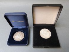 1868 Napoleon III 5 Franc coin together with a 1947 George VI Coronation crown