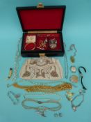 A collection of jewellery including early 19thC carved ivory brooch depicting a moth,