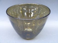 Bengt Orup for Johansfors of Sweden smoked glass bowl, signed to base, 29.