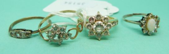 Two 9ct gold rings set with cubic zirconia,