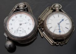 Two American open faced keyless winding pocket watches one by N Gamse of New York 'The Queen Extra'