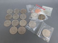 A tin of modern crowns and fifty pence pieces,