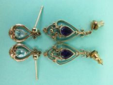 Two pairs of 9ct gold earrings